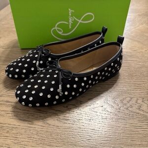 Sam Edelman Ari Black Suede Gem Slip On Pointed Toe Flexible Ballet Flats Size 5